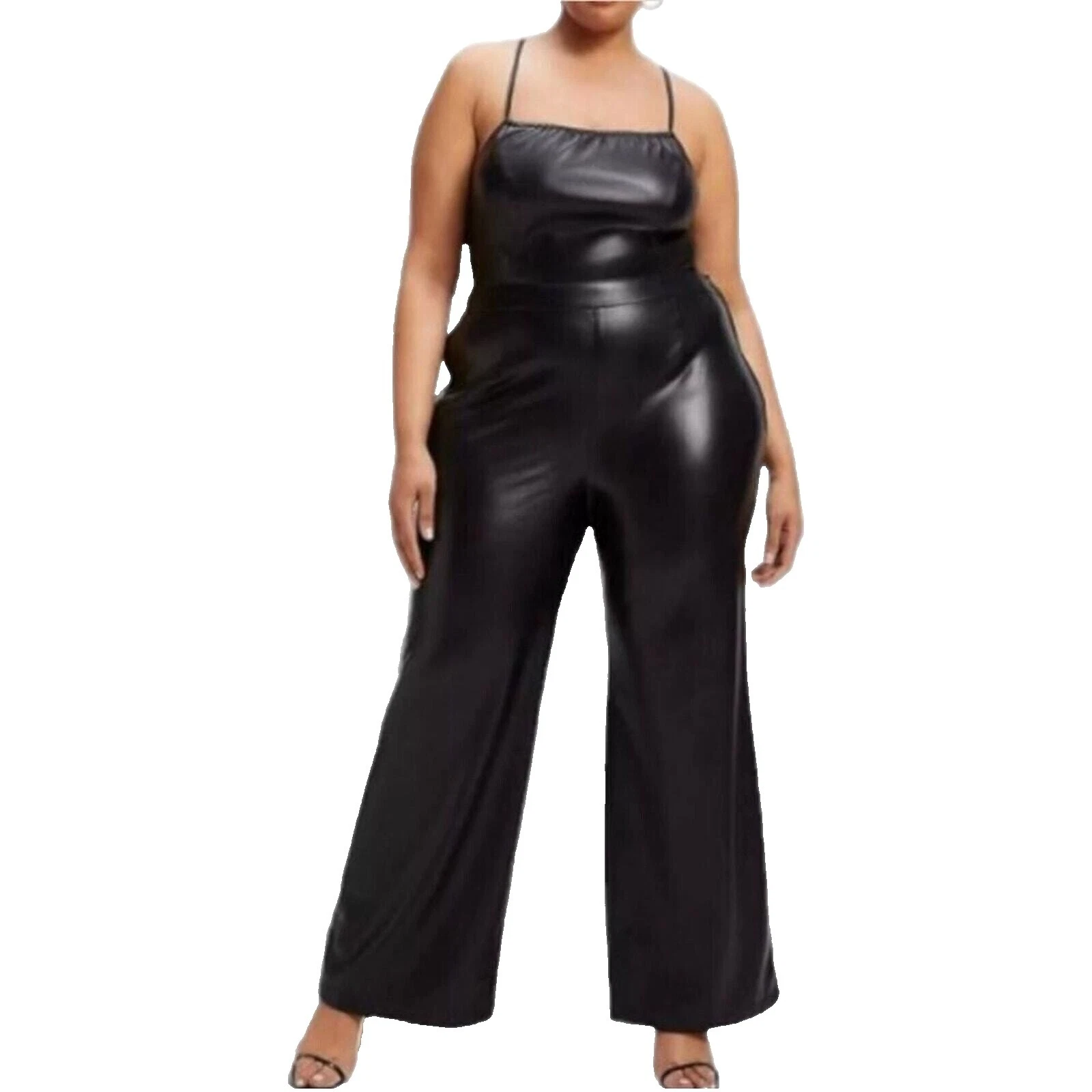 Mono de cuero de imitación Solid Jumpsuits & Rompers for Women