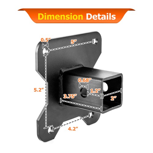 Heavy-Duty steel 2" Rear Receiver Hitch For 14-25 Polaris RZR XP 1000/XP 4 1000 - Picture 4 of 9