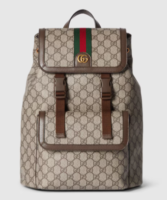 GUCCI OPHIDIA SMALL BACKPACK Beige & Ebony GG Supreme Canvas