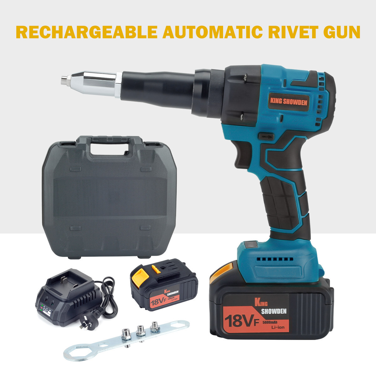 Electric Brushless Cordless Rivet Gun & 2X Li-ion Battery & Charger Kit ...