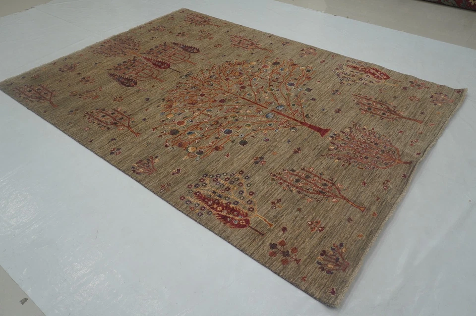 6 x 9 футов серый дерево жизни Gabbeh афганский вручную завязанный шерсти племенной ковер - Изображение 2 из 4