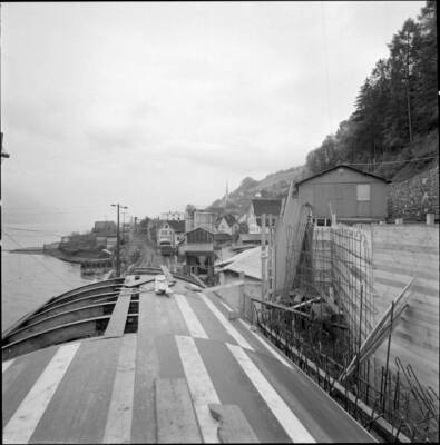 Road on the left shores of the Walensee under construction 1957 Old Photo
