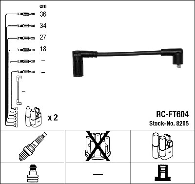 NGK 8205 Ignition Cable Kit for FIAT