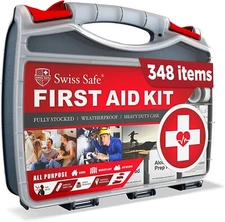 Swiss Safe 2-In-1 First Aid Kit for Car, Travel & Home, Businesses 348 piece