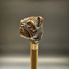 36" Antique Style Bulldog Dog Head Walking Stick Cane