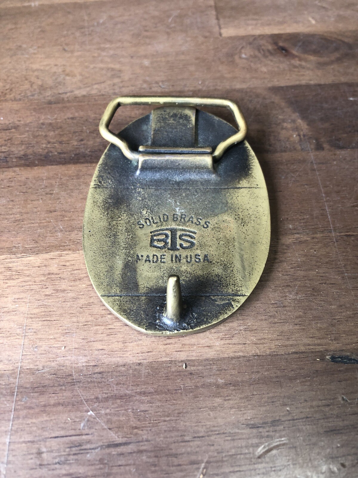Vintage BTS Brass Belt Buckle Tractor Made in USA Gem