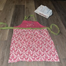 Delantal de princesa rosa de cocina para niñas con tiara de cuentas plateadas y sombrero de chef