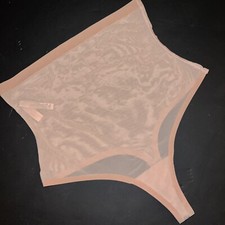 NWT Victoria's Secret L HIGH-WAIST THONG panty beige ANGEL SHAPEWEAR