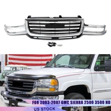 Grille 03-07 For GMC Sierra 2500/3500 HD Chr Shell w/Black Insert Fit 07 Classic