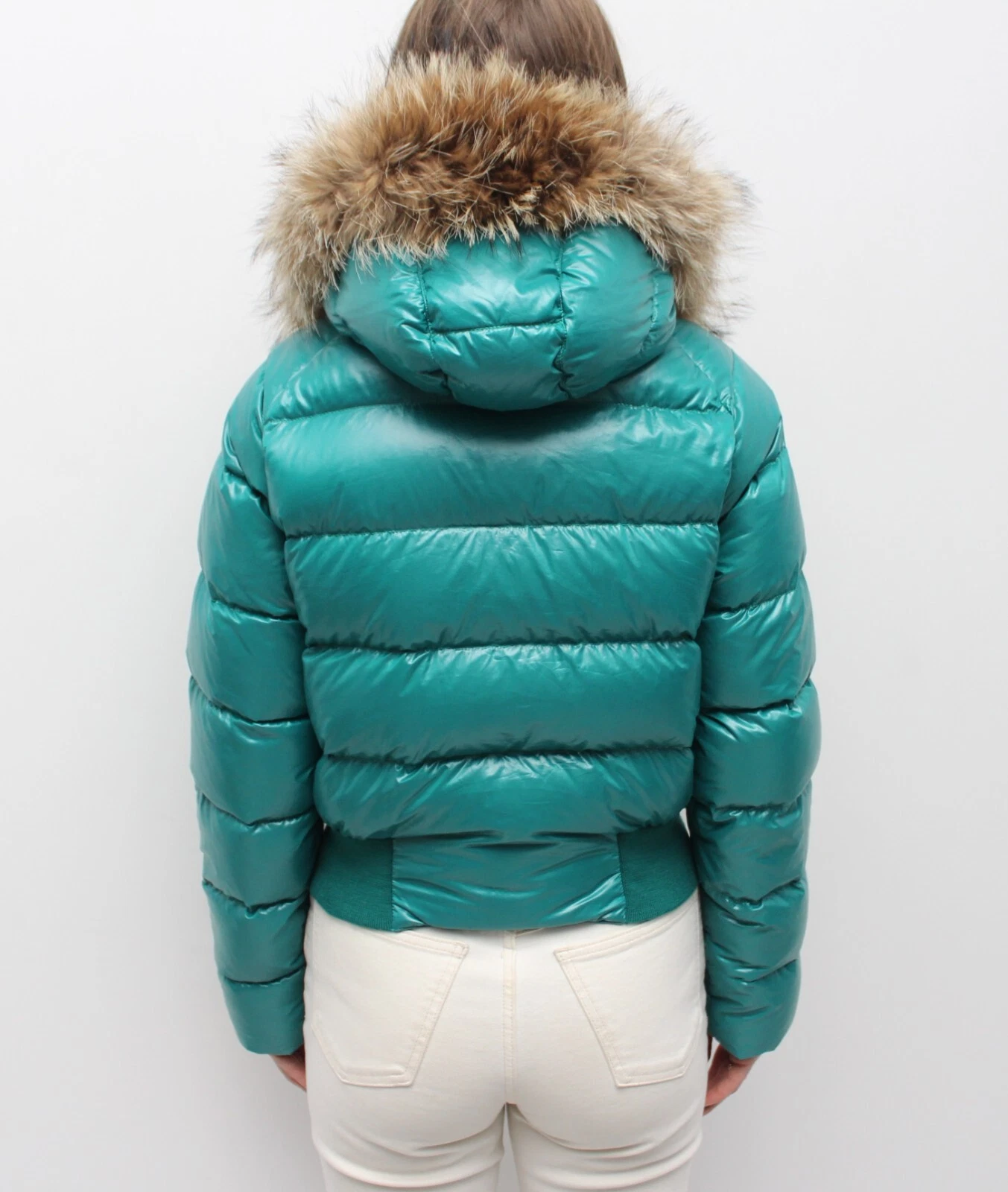 Giubbotto piumino trapuntato donna MONCLER Alpin con cappuccio bordo vera pelliccia RARO 1 ~S