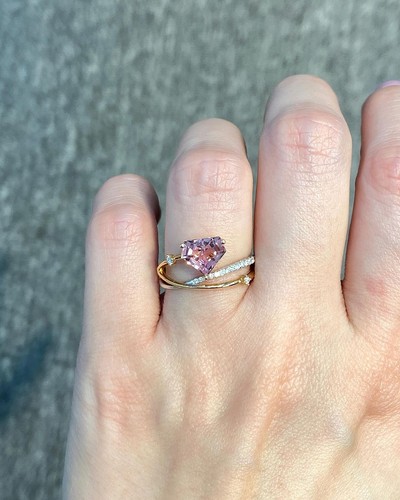 Graduation gift ring, unique design ring pentagon shape tourmaline silver ring . - Picture 4 of 4