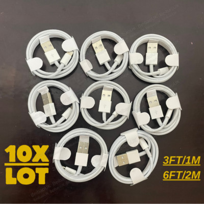 10X Bulk 3/6FT USB Charger Cable For iPhone 14 13 12 11 8 Charging Data Cord Lot