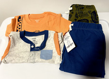 Carter's Boys 4Pc 2 Bodysuits 2 Sweatpant Dinosaur Orange Blue Green Gray