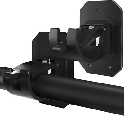 2PCS Black No Drill Curtain Rod Brackets, Window Treatment Rod Holders, Plastic 
