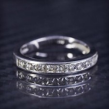 Size 6, vintage sterling silver 925 stackable band ring with cluster cz