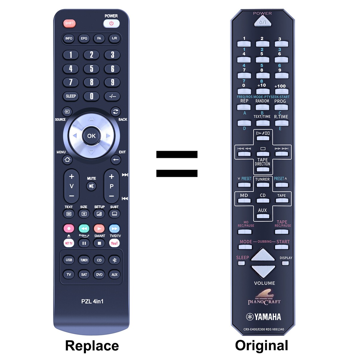 CRX-E400/E300 RDS V891340 Replacement Remote Control For Yamaha