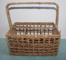 Wicker Rattan 6 Compartment Basket 12"X8"