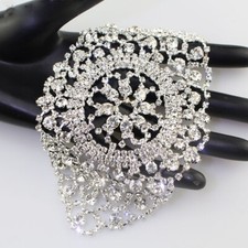 Rhinestone Diamante Oval Applique Motif Crystal Sparkle Wedding Bridal Costume
