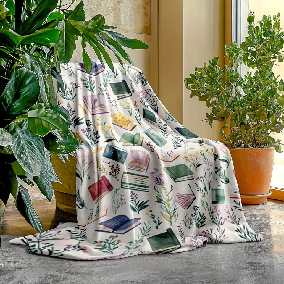 Manta para libro y acuarela floral - Franela de felpa suave todo Foto 3 de 4