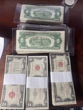 1928 -53-63 $2 Dollar Red Seals ~ $2 Bill G-XF _ Collectible Lot Currency