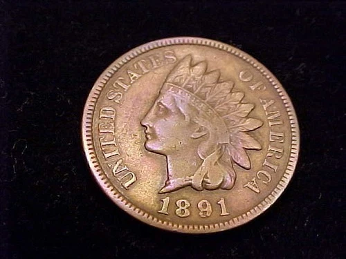 1891 Indian Head Cent, Fine Grade.