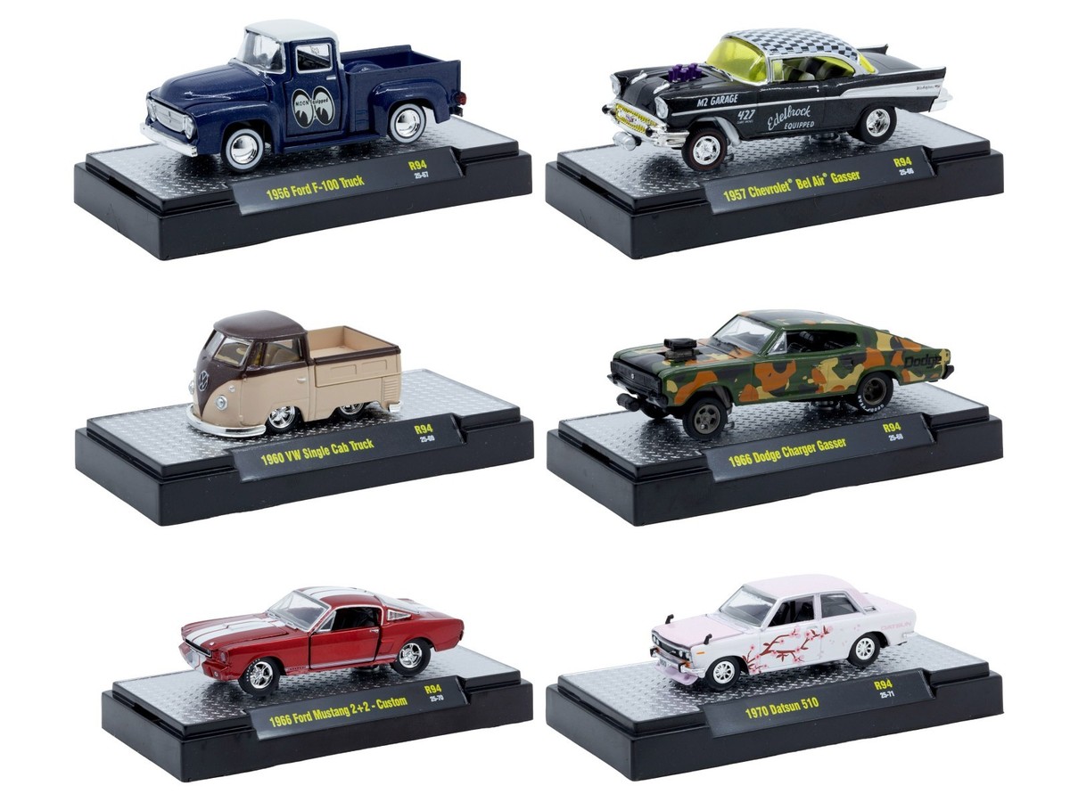 AUTO MEETS 6 CARS SET, RELEASE 94 IN CASES 1/64 DIECAST BY M2