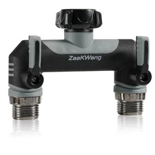 Full Flow Heavy Duty Two - Way Hose Splitter, Rugged Garden Faucet Grey-2 Way