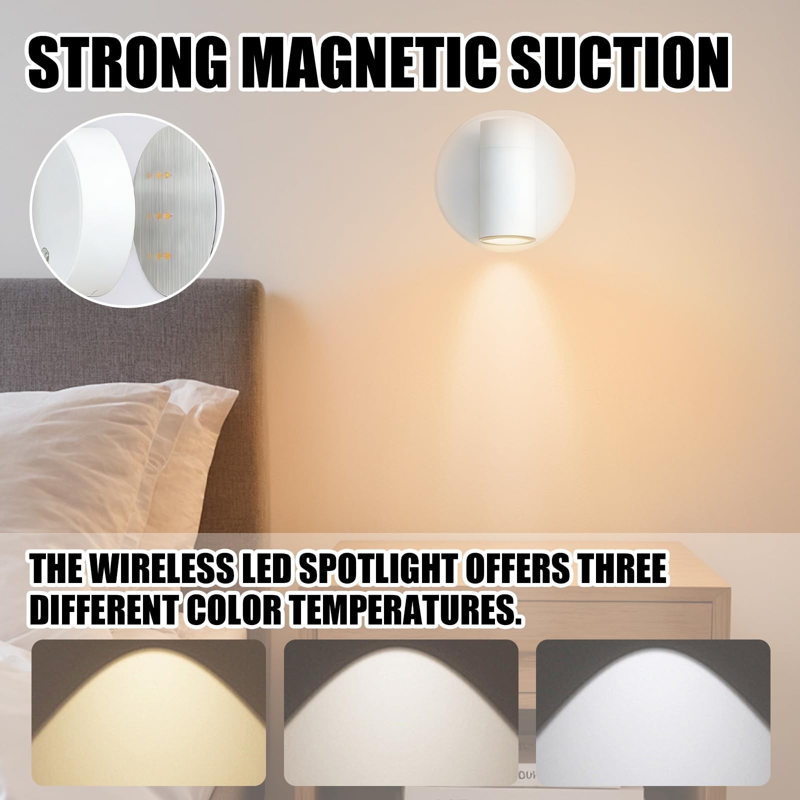 Spot LED sans fil pour placard sombre solution sans perçage avec télécommande