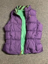 Ralph Lauren Goose Down Reversible Vest Girls Lg 12-14 Green Purple Ski Snow