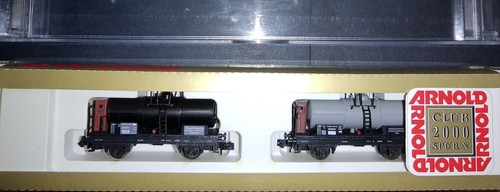 Arnold 70006 Set 2 Kesselwagen KSächsStsB, schwarz/grau m. Bremserhaus, OVP; N | Zustand: Neu