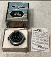 Vintage Airguide No 74 Marine Compass W/Box & Papers Working