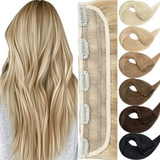 Clip in Hair Extensions One Piece Real Remy Human Hair Piece Full Head Highlight