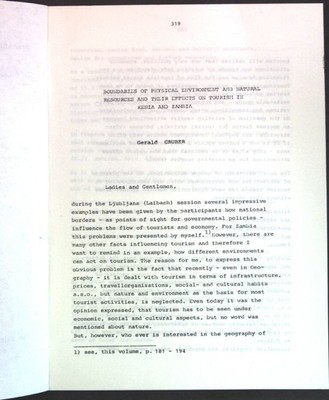 Boundaries of physical environment and natural resources and their effects on to