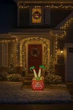 Glitzhome 24.5" Wooden Metal Elf Legs in Gift Box Christmas Porch Decor (cl6)