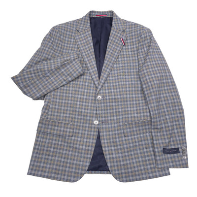 Tommy Hilfiger Conrad Sport Coat Mens 38S Modern Fit Blue Tan Blazer Jacket