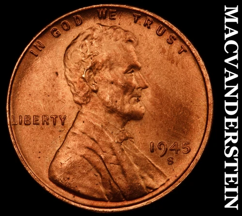 1945-S Lincoln Wheat Cent- Choice Gem Brilliant Uncirculated Luster #i9907