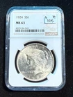 1924 PEACE DOLLAR NGC MS63 265