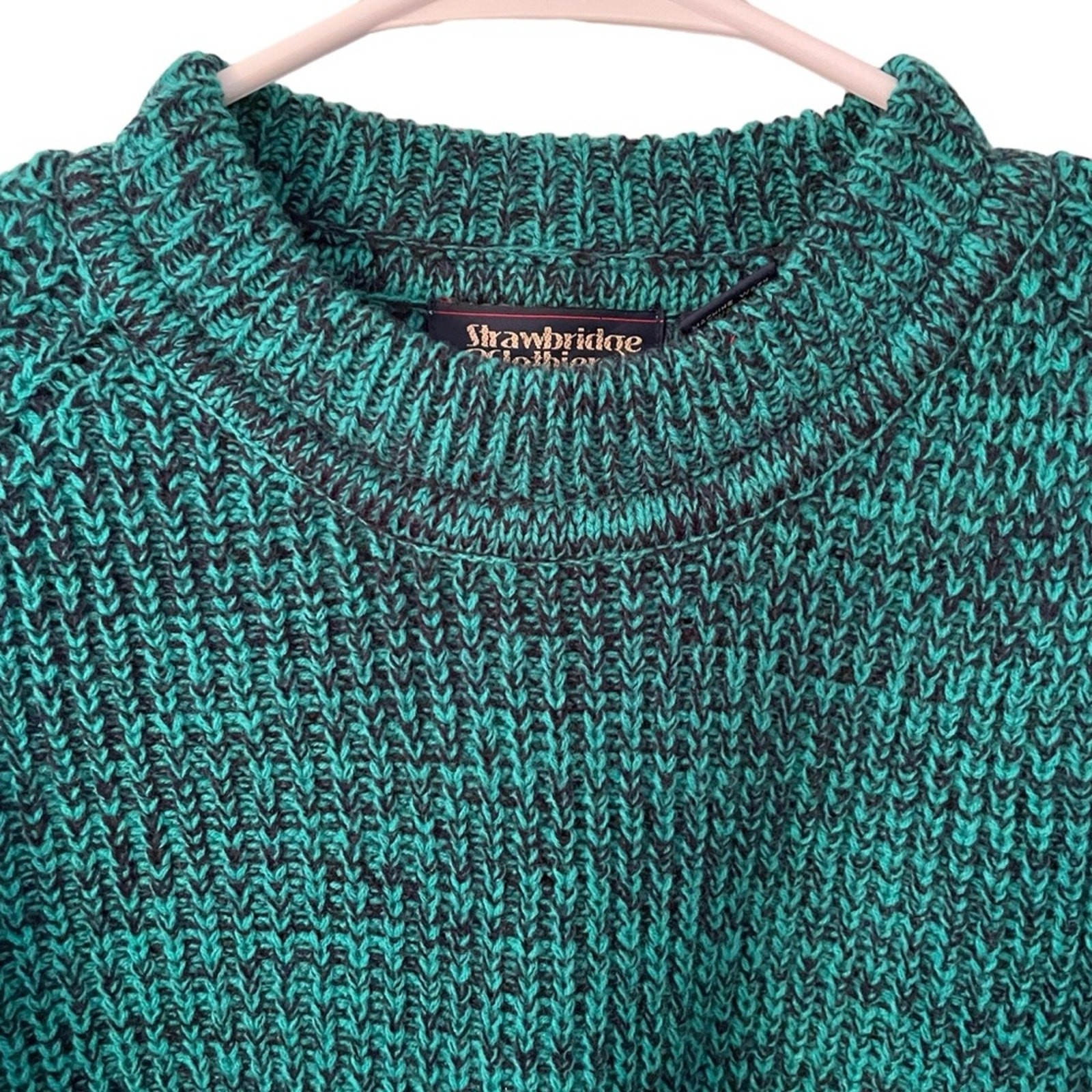 Vintage Strawbridge Clothier Men's Green Marled Acrylic Sweater XL