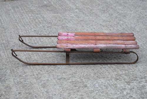 Vintage old sleigh sledge snow metal with wooden top - FREE DELIVERY - Picture 2 of 7