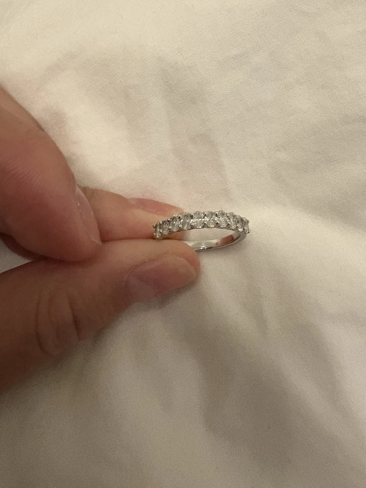 Oval Lab diamond wedding band for women 10k white gold - Image 3 of 4