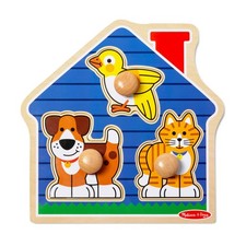 Melissa  Doug Pets Jumbo Peg Wooden Puzzle; Animal Puzzles, Peg Puzzl