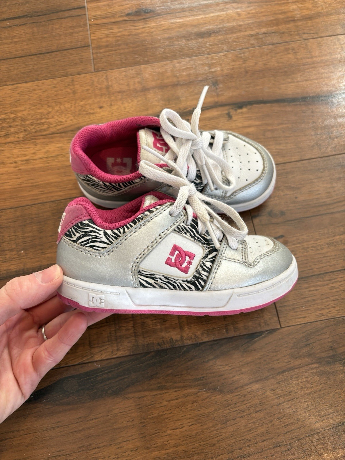 Skate Sneakers Pink Silver Zebra Sneakers Toddler Size Us 7
