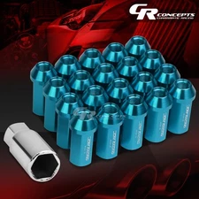 JDM ORANGE 20PCS M12X1.25 25MM OD 50MM TALL CLOSED END ALUMINUM LUG NUTS+ADAPTER