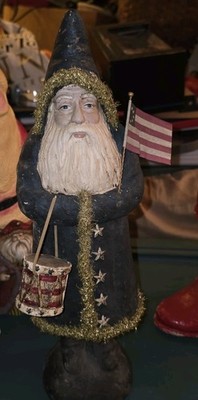 Ragon House 15.5  Belsnickle Santa American Flag Patriotic Drum Christmas Figure