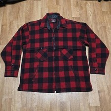 Johnson Woolen Mills Mens Mackinaw Wool Jacket Red Plaid Made in USA