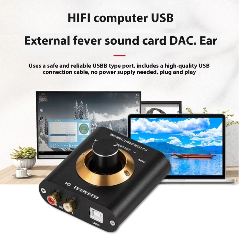 USB Audios Decoders Gold Accent Knob 192KHz HiFi Output Headphone