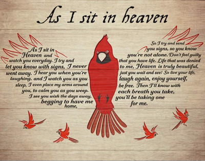 Vintage Tin Sign Cardinal That Fell from the Sky When I Was Sitting in Heaven. H