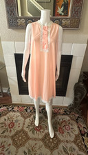 Vintage Van Raalte Peach w/ ivory Lace Pajama gown Size 38 Made in USA