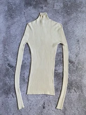 Jil Sander Women’s White Casual Cotton Lightweight Ribbed Longsleeve Size S-M ?