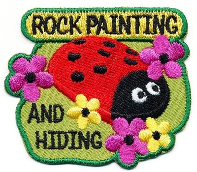 Girl Boy Cub ROCK PAINTING AND HIDING Fun Patches Crest Badges SCOUT GUIDE class